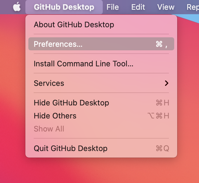 GitHub Desktop App Preferences